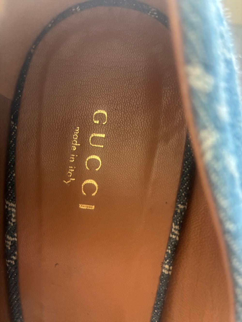 Gucci GG Monogram Peep Toe Blue Denim Horsebit Espadrille Wedges 39 Vintage - Picture 8 of 13